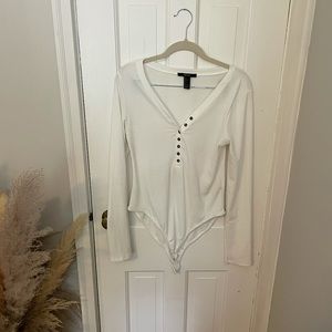 Forever 21 Cream Bodysuit - LARGE